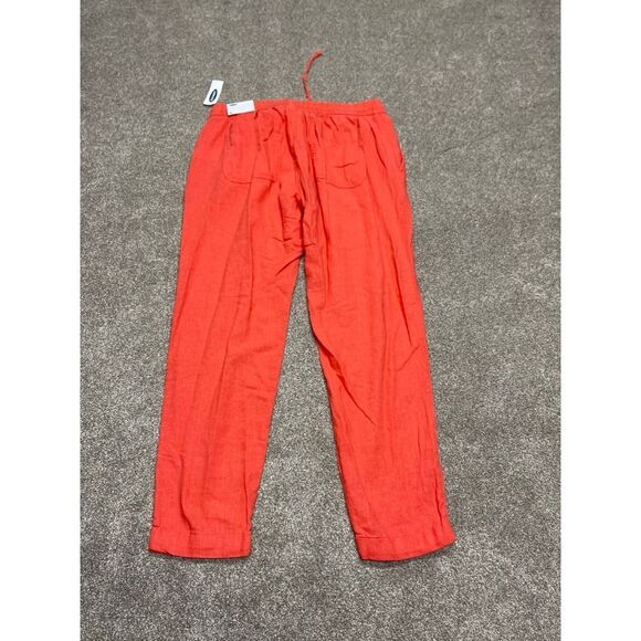 Old navy pullon linen blend crop trousers womens sz small drawstring orange nwt - Picture 2 of 12
